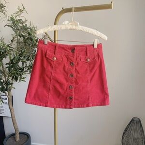 Forever21 Dark Red Corduroy Button Front Mini Skirt Size S
